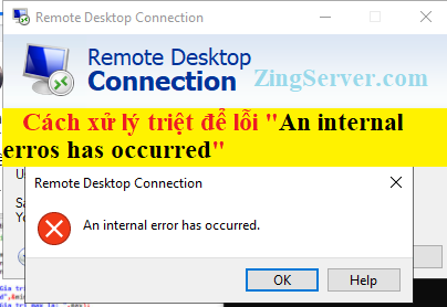 Thông báo lỗi "An internal error has occurred"