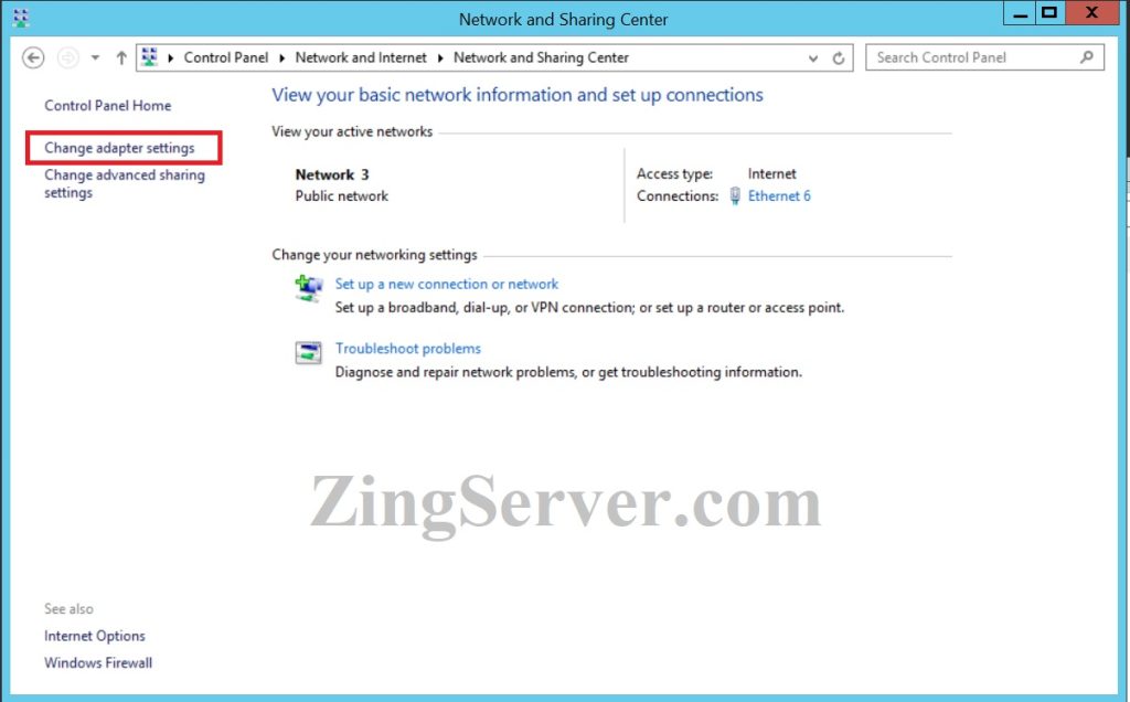 Mở cài đặt mạng trên VPS Windows