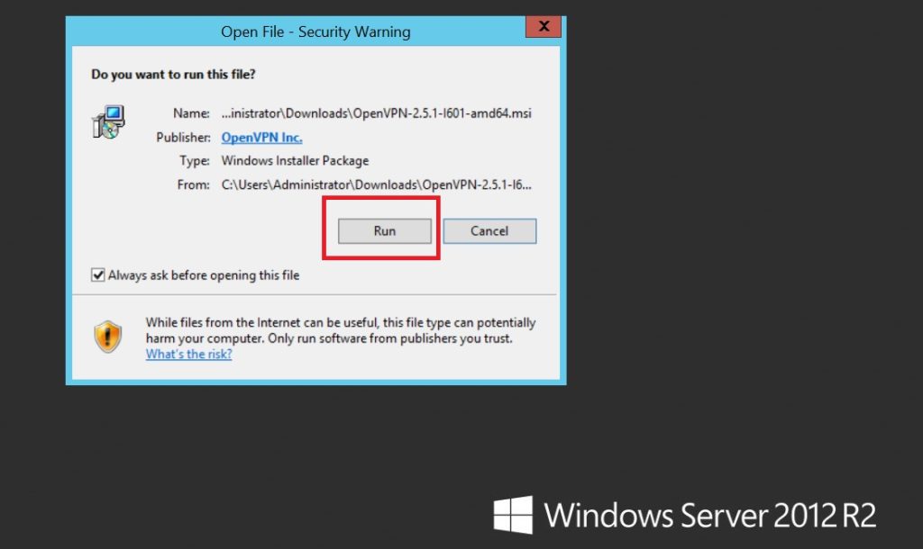 Chạy cài đặt OpenVPN