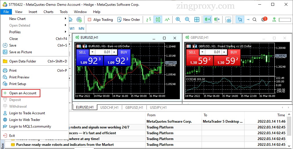 Bắt đầu thiết lập tài khoản trên MetaTrader 4