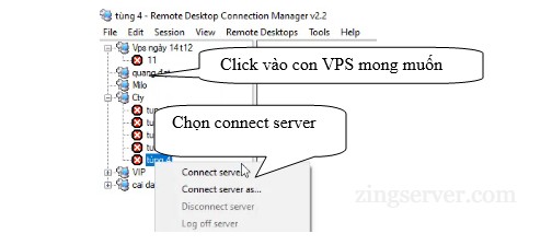 Chọn VPS mà bạn muốn mở