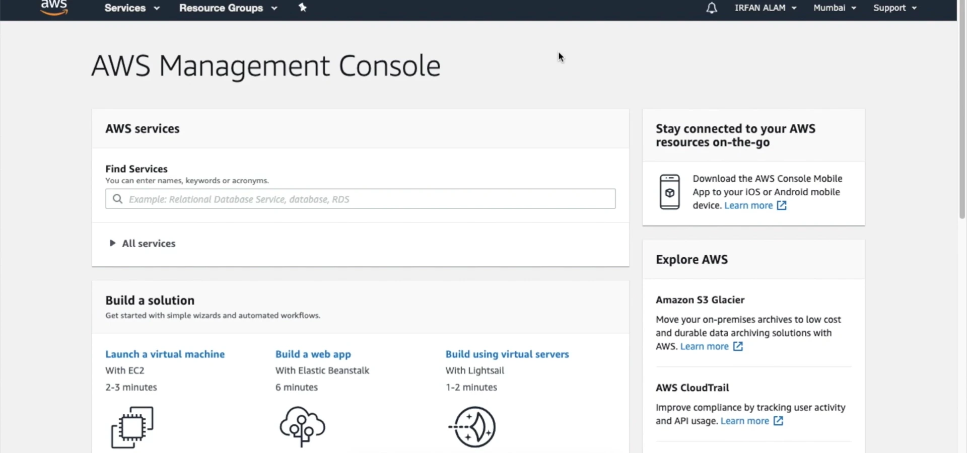 Bước 1: Đăng nhập vào AWS Management Console