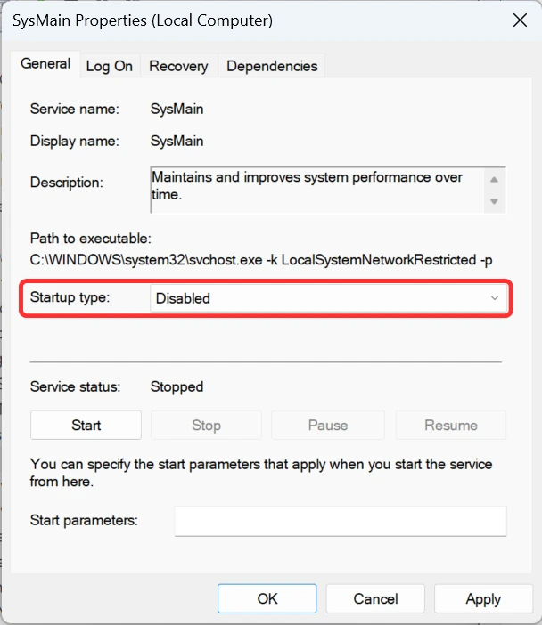 Vô hiệu hóa dịch vụ SysMain (Superfetch) để fix lỗi full disk usage trên VPS Windows