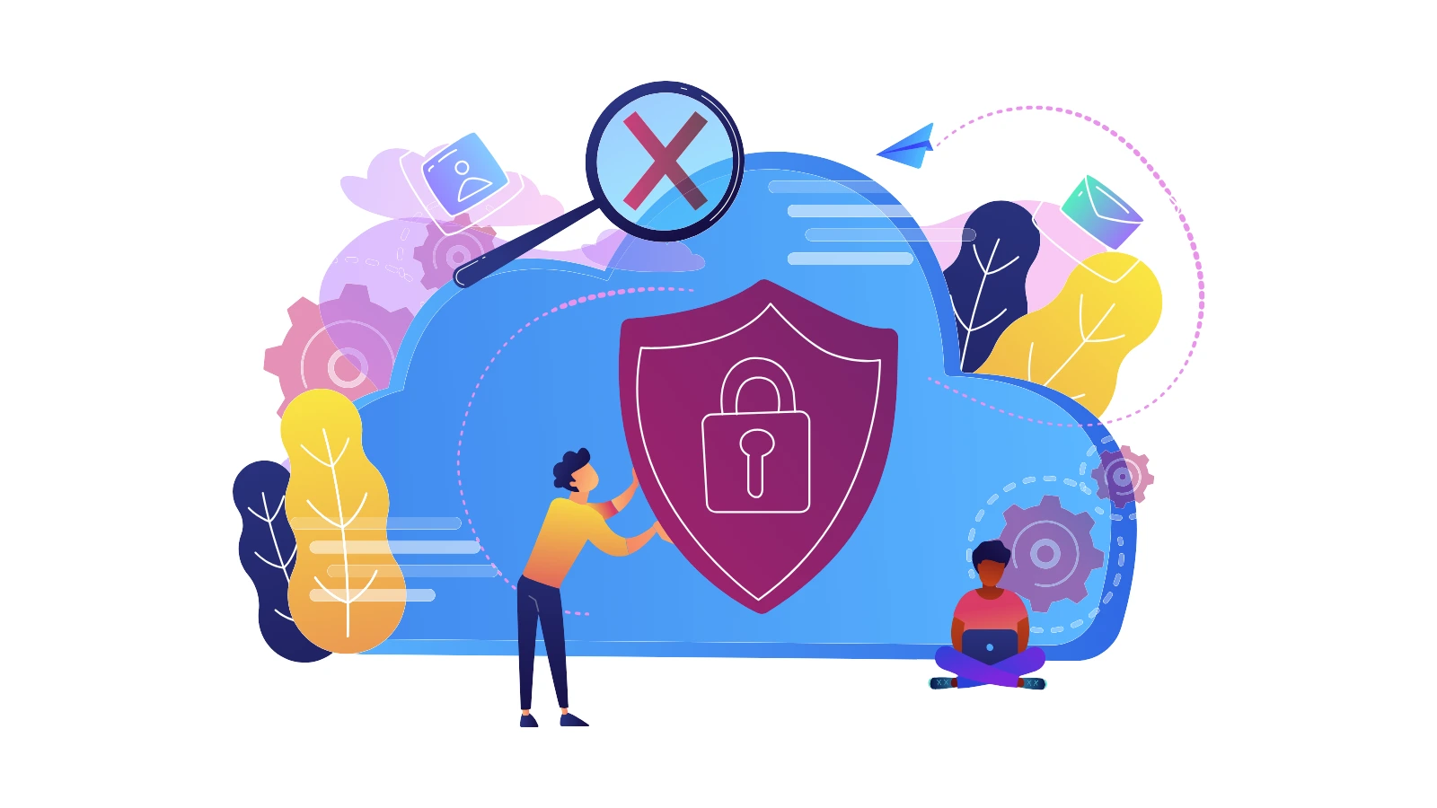 Cloud Computing Security Concept Vector Illustration