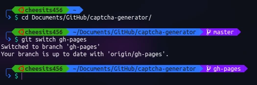 Kết quả sau khi tùy chỉnh: Terminal hiển thị rõ nhánh Git hiện tại, giúp tránh nhầm lẫn khi deploy code.