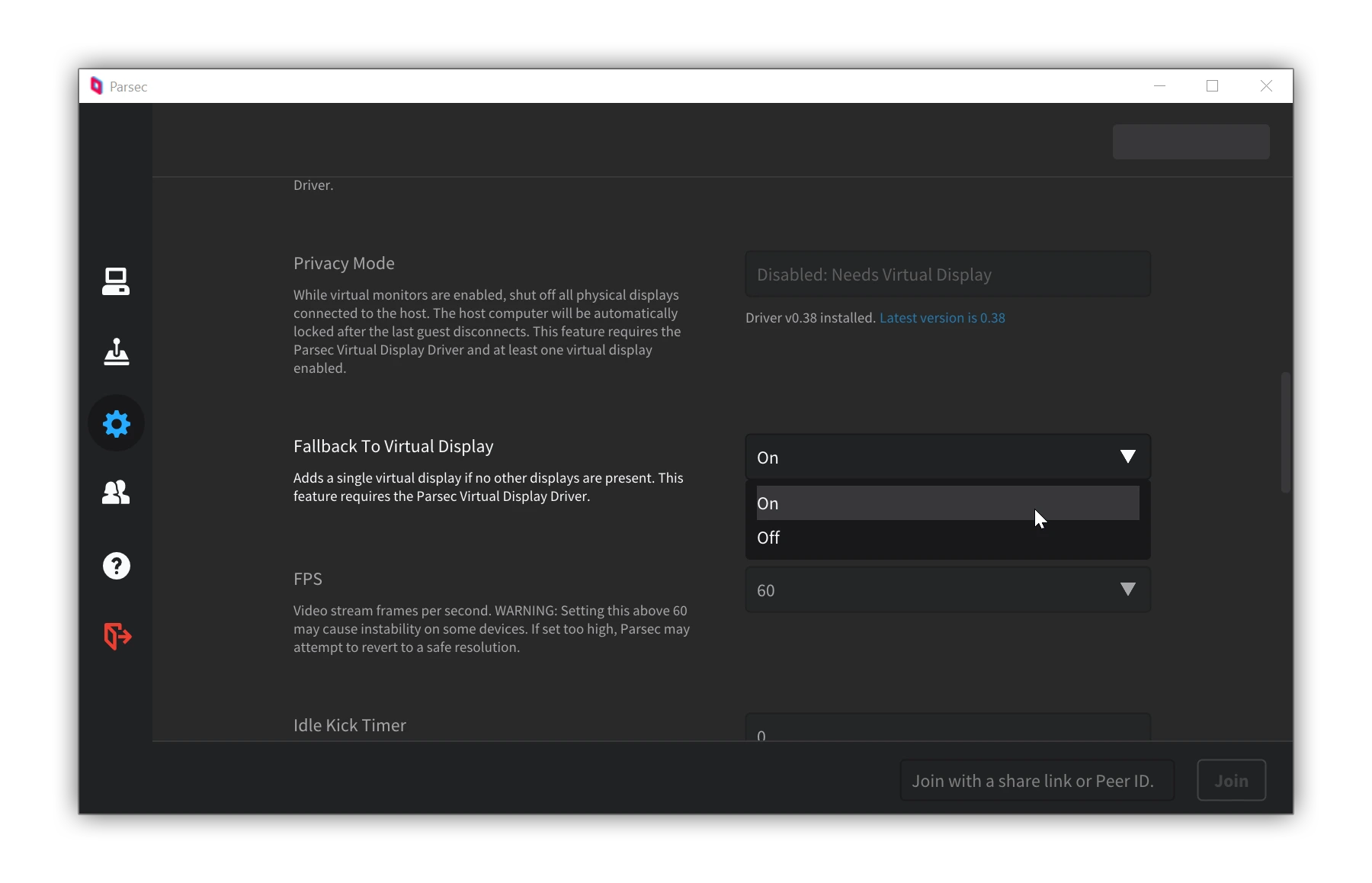 Cài đặt Parsec Fallback To Virtual Display để sửa lỗi màn hình đen trên VPS Headless.