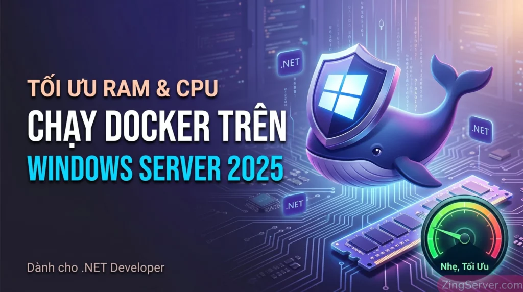 Hướng dẫn thực chiến cách chạy Docker trên Windows Server 2025 tối ưu RAM và tài nguyên cho ứng dụng .NET.