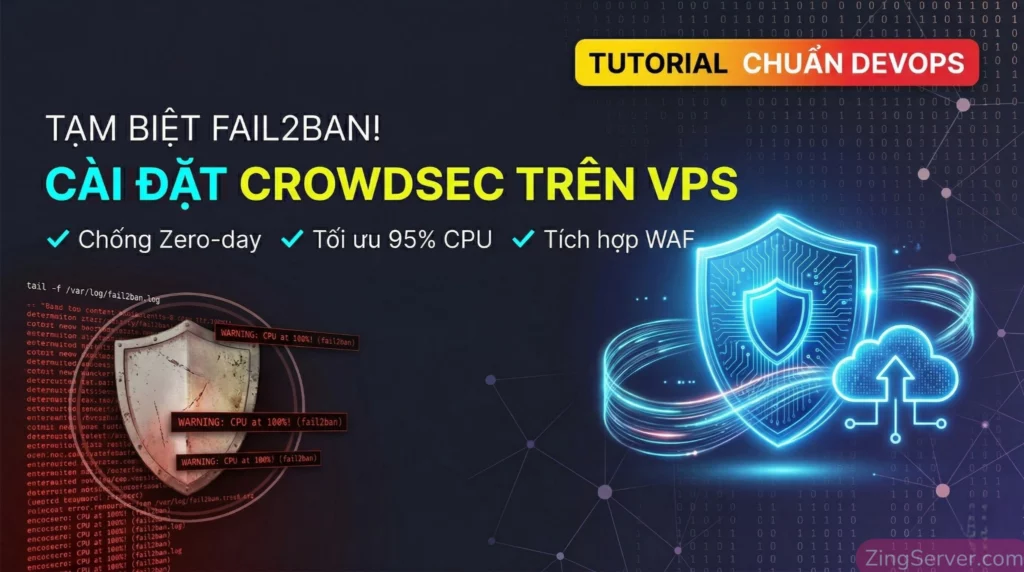 Hướng dẫn thay thế Fail2Ban và cài đặt CrowdSec trên VPS Linux để chống tấn công Zero-day và tối ưu CPU.