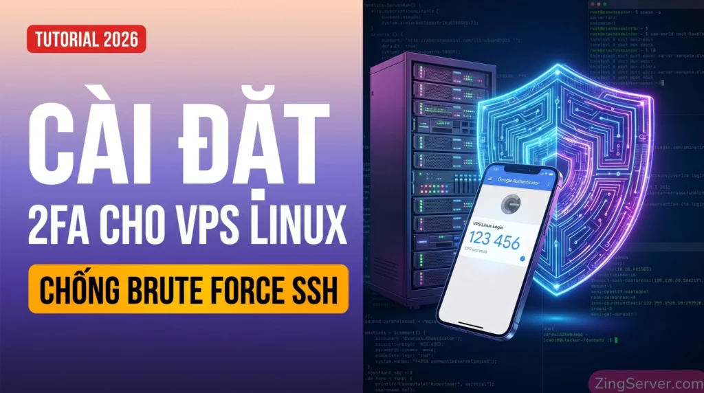 Hướng dẫn cài 2fa cho vps linux bảo mật SSH chống Brute Force bằng Google Authenticator 2026.