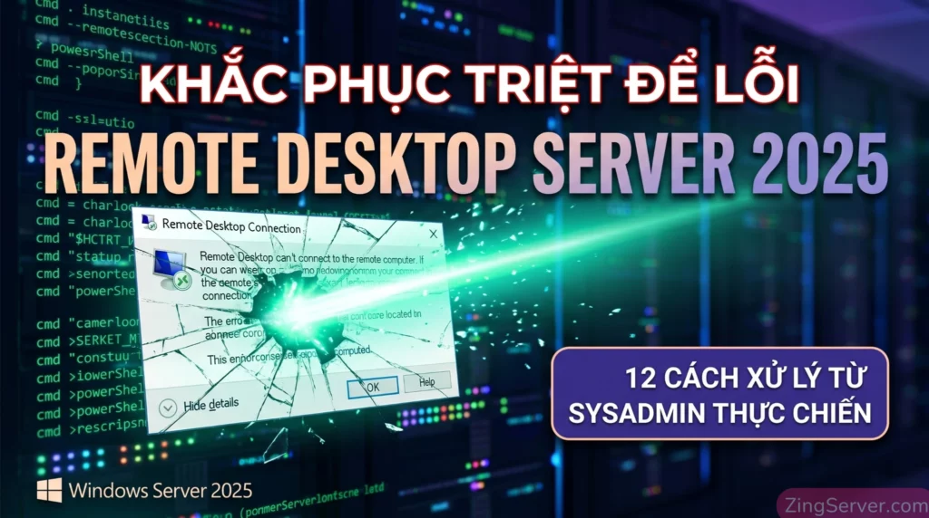 Hướng dẫn chi tiết 12 cách khắc phục triệt để lỗi Remote Desktop can't connect trên hệ điều hành Windows Server 2025 mới nhất.