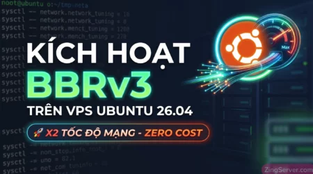 Hướng dẫn kích hoạt thuật toán BBRv3 trên hệ điều hành VPS Ubuntu 26.04 giúp nhân đôi tốc độ mạng nội bộ.