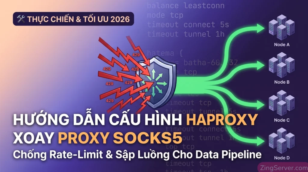 Hướng dẫn cấu hình haproxy xoay proxy socks5 giúp chống rate limit và sập luồng cho Data Pipeline.
