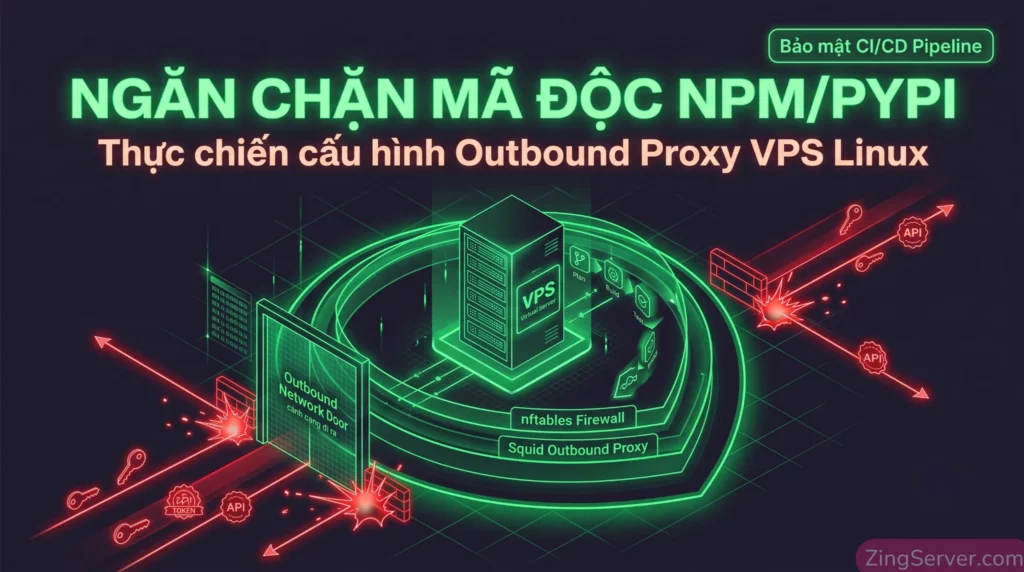 hướng dẫn thực chiến cấu hình Outbound Proxy VPS Linux để ngăn chặn mã độc chuỗi cung ứng npm và PyPI.